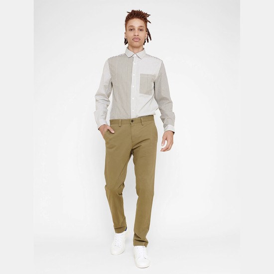 Aigle Cotton Chino Pants Men Olive ZA-18576